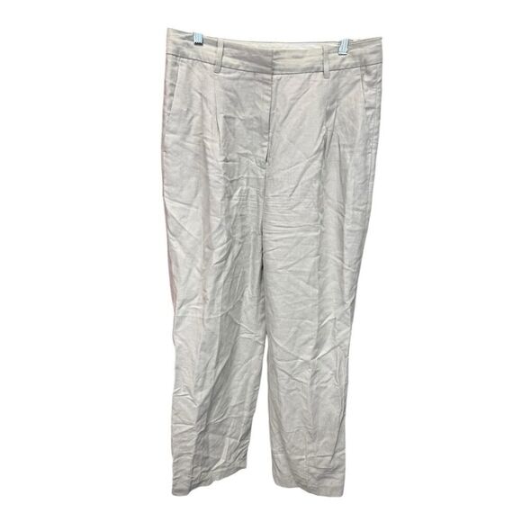 Aritzia The Effortless Linen High-waisted wide-leg linen pants Grey sz 12 - Picture 6 of 14